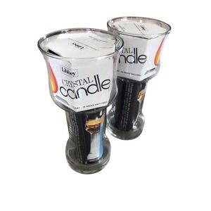 2 Vintage Libbey Crystal Floating Candle and 7" Holder + 25 Wicks 1970's NOS